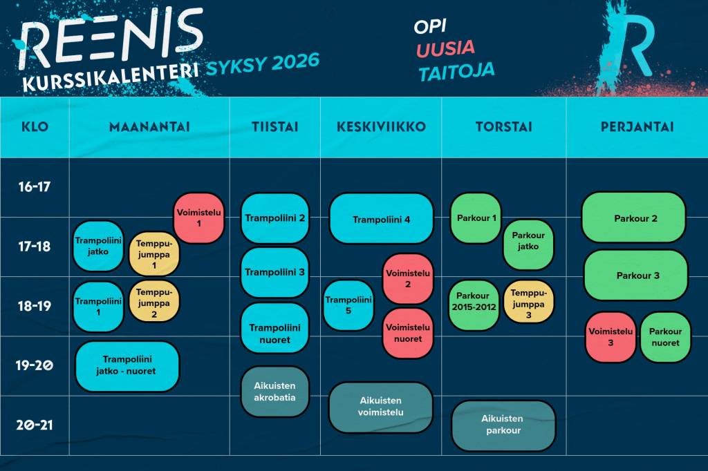 Reenis kurssikalenteri syksy 2026